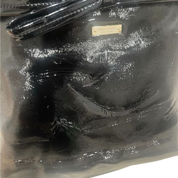 Kate Spade Patent Leather Tote with Gold Chain Embossed - Picture 9 of 16